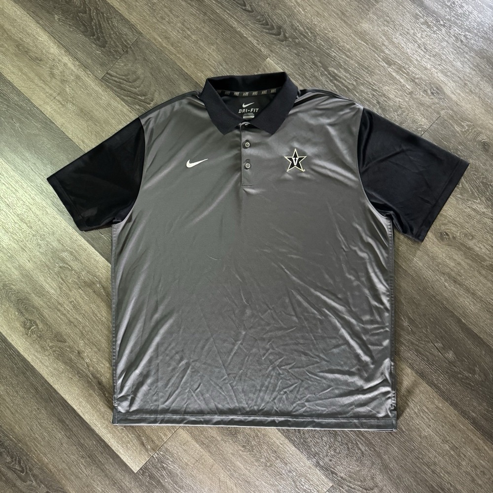 Vanderbilt Commodores Polo Shirt Mens 2XL‎ Black NCAA Football Nike Dri Fit